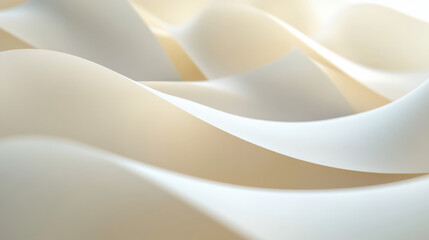 Poster - White waves are flowing on an abstract surface creating soft shadows and a minimalist design