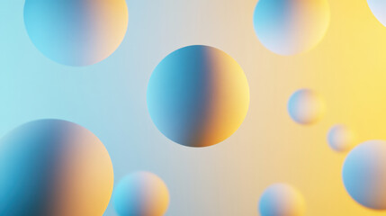 Poster - Abstract background showing spheres floating in blue and yellow light