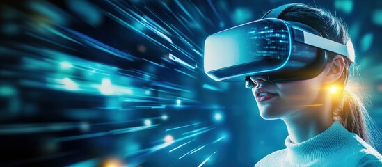 Poster - A woman wearing a virtual reality headset