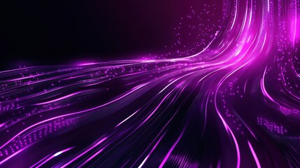 Futuristic abstract purple network data flow wave lines background wallpaper AI generated image