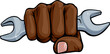 © Christos Georghiou - A fist hand holding a wrench or spanner in a comic book pop art cartoon illustration style.