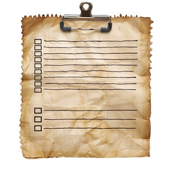 Poster - Blank checklist on a vintage paper is hanging on a clipboard, providing a background for planning and organization
