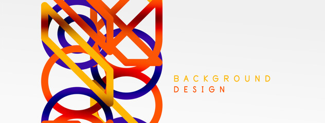 Fototapete - Abstract background - colorful circle lines technology or business digital template