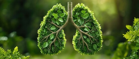 Green leafy lungs representing nature and environmental health.