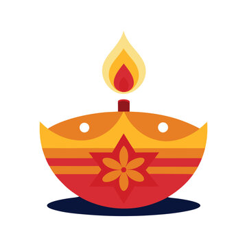 Radiant Celebration: A Vibrant Diwali Vector Illustration of Lights, Flowers, and Symbolic Beauty