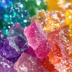 Poster - a close-up of sparkling candy crystals in a range of bright colors