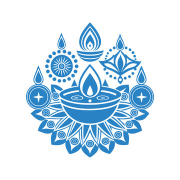 Radiant Celebration: A Vibrant Diwali Vector Illustration of Lights, Flowers, and Symbolic Beauty