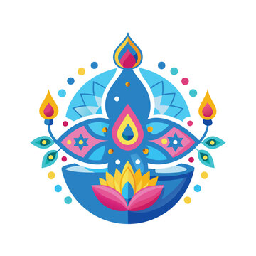 Radiant Celebration: A Vibrant Diwali Vector Illustration of Lights, Flowers, and Symbolic Beauty