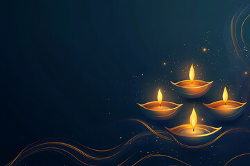 Modern Diwali background with a sleek design, featuring golden Diya symbols and abstract shapes