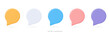 © accogliente - 3D Set of color speech bubble messages emoji icon. Chatting empty box for promotion and quotes. Dialogue balloon set. Cartoon design objects isolated on white background. 3D Vector Illustration
