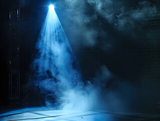 Aufkleber - Dramatic Blue Light Beam in Smoky Environment