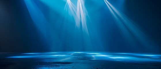Aufkleber - Blue Light Rays on Dark Background for Dramatic Effect