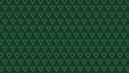 Poster - Elegant green and gold geometric triangle pattern. Vintage wallpaper ideas for designing fabric patterns, tiles, or decorative elements.