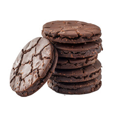 Poster - Stack of round chocolate crackled cookies is laying on a white background
