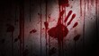 © Arthur - Fake Bloodied Handprints Streaked Across a Grungy Wall, Symbolizing Horror, and Desperation in a Dark, Disturbing Scene with Dripping Red Marks Set Against a Dirty, Textured Halloween Background