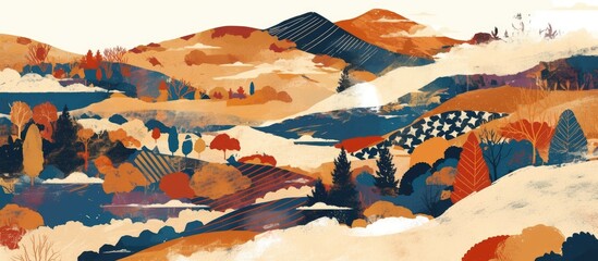 Poster - Abstract forest mural art featuring a wallpaper design