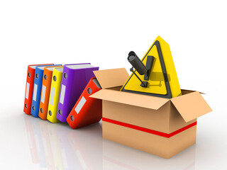 Poster - 3d rendering office document Binder under cctv camera
