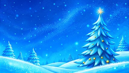 Wall Mural - illustration of christmas tree and snow