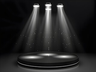 Poster - Spotlight on Black Stage with Shimmering Lights