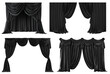 © Sandra Chia - Collection Set of black luxury stage theatre theatrical hall auditorium curtain drapes backdrop on transparent cutout PNG file. Many different style. Mockup template for artwork design