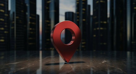 Poster - Location pin with location marker and map pointer in urban setting