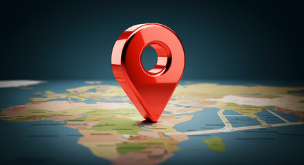 Poster - Map marker on location map representing navigation and travel concepts