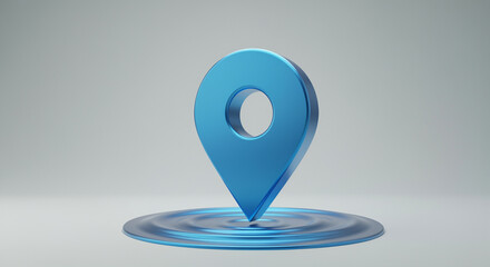 Poster - location pin on water surface representing direction and navigation for digital applications