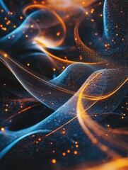 Poster - Fantasy 3D rendered abstract background featuring intricate twisted particles detailed lines and glowing elements ideal for technology or business themes