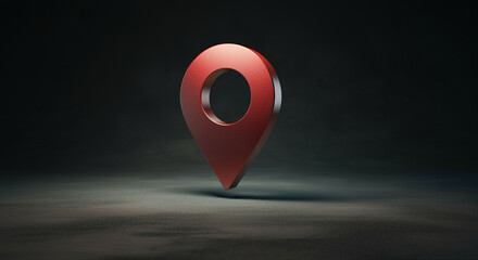Poster - Location pin map marker 3D rendering in dark background for navigation and mapping purposes