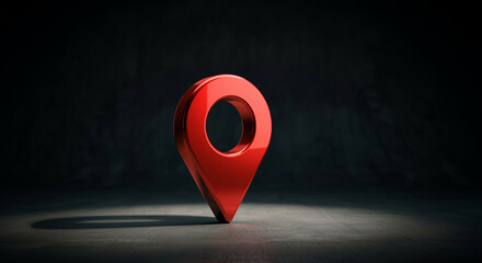 Poster - Location marker highlighting navigation and map services in a stylish red design