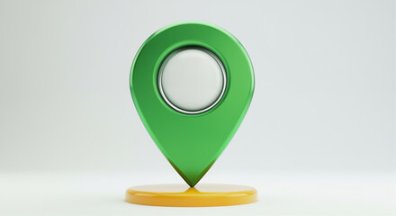 Poster - location pin on yellow base as map marker signifying navigation and location tracking purpose