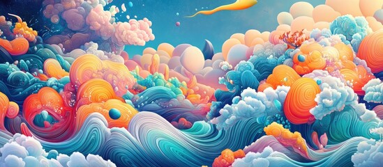 A vibrant and imaginative surreal sea landscape