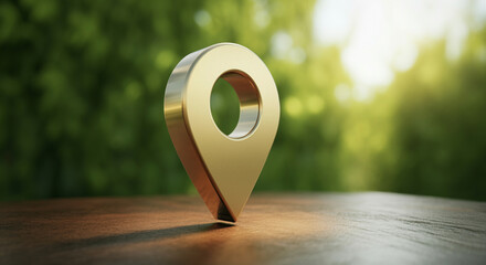 Poster - Location marker map pin in natural setting shining symbol of navigation and travel