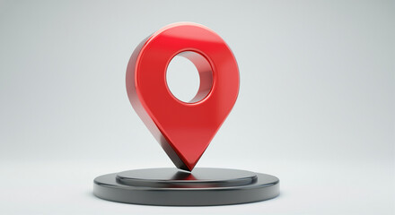 Poster - location pin symbol on a sleek base highlighting navigation and mapping concepts