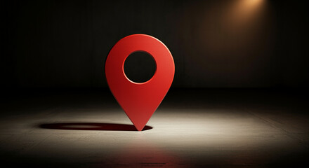 Poster - Location pin in a dark space emphasizing navigation and mapping techniques