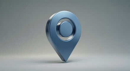 Poster - Location marker icon design in blue color for navigation applications and mapping services