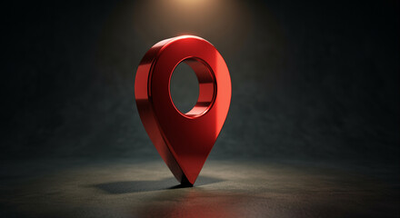 Poster - Location pin marker in a modern glossy style with dramatic lighting