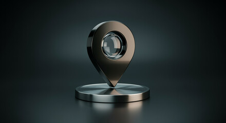 Poster - Location marker on a metallic base showcasing contemporary design and modern aesthetic