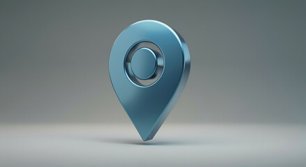 Poster - Map pin location marker in 3D design with blue glossy style