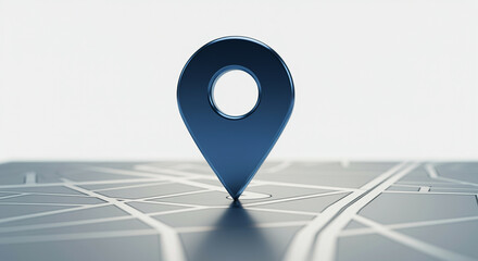Poster - Location pin and map marker on abstract locator background emphasizing navigation and travel