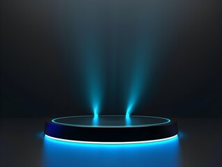 Poster - Modern Stage with Blue Light Effects