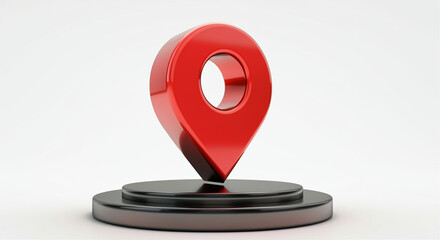 Poster - Location pin on a circular base digital map icon 3D rendering design location-based services travel and navigation concept