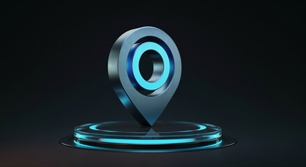 Poster - Location pin with 3D design and glowing base for modern navigation