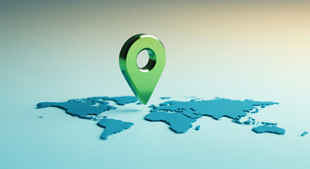 Poster - Location pin on map marker in green color representing navigation and location services