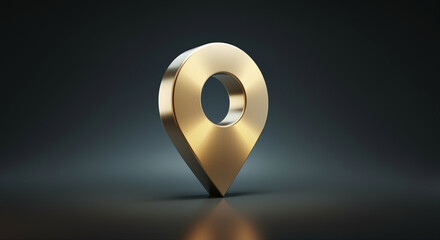 Poster - Location pin icon in golden color on dark background for branding and navigation