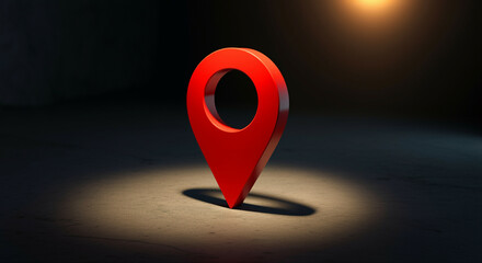 Poster - Location pin map marker in 3D design with spotlight effect and shadow