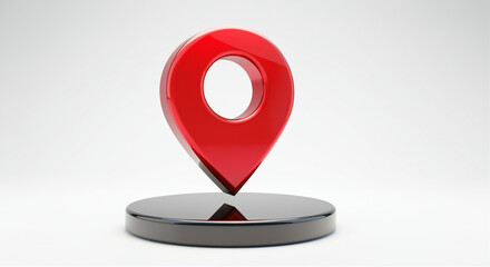  - Location pin marker on a reflective surface indicating navigation and location services modern design