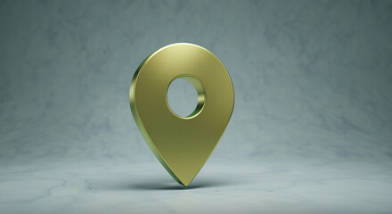 Poster - Location pin map marker in shiny gold design against smooth background