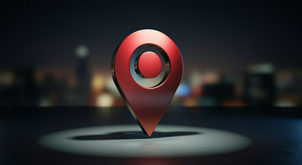  - Location pin marker in the dark with glowing elements showcasing modern design and urban theme