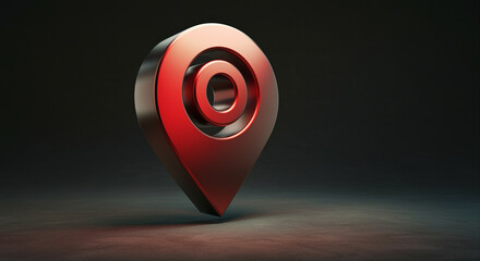 Poster - Map pin location marker in 3D style on dark background